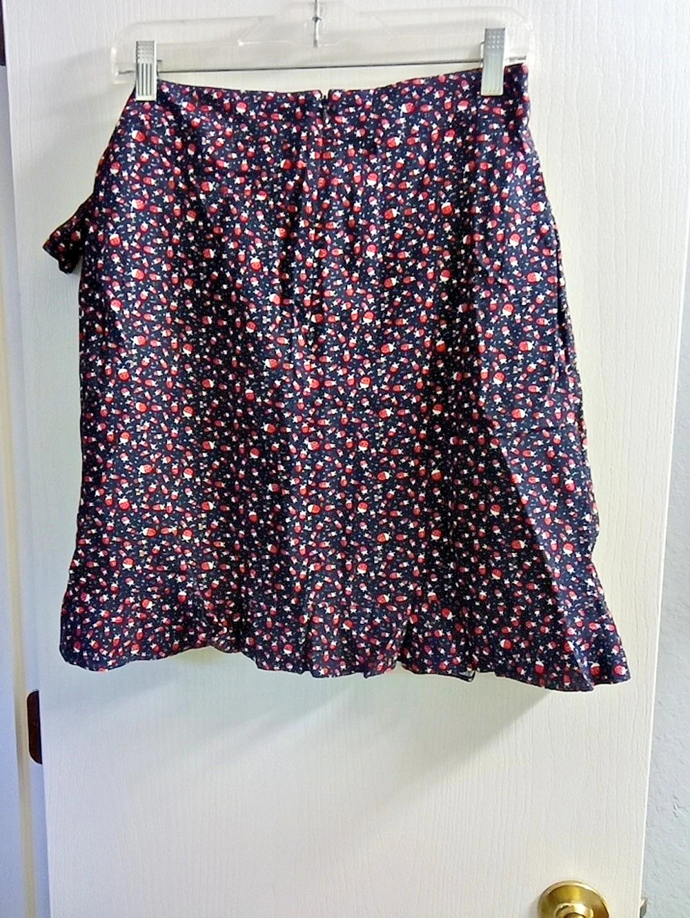 Floral A-Line Skirt in Black & Red Like New